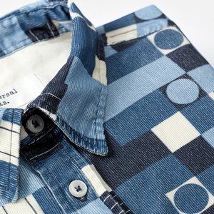 Universal Works Standard Shirt in Blue Print Corduroy - Size Small